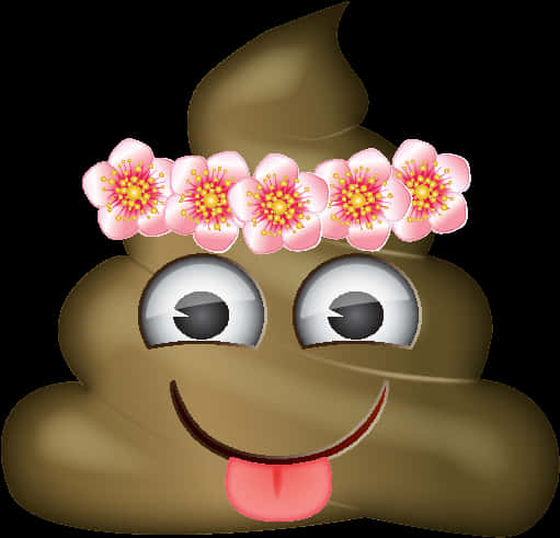Floral Crowned Poop Emoji PNG