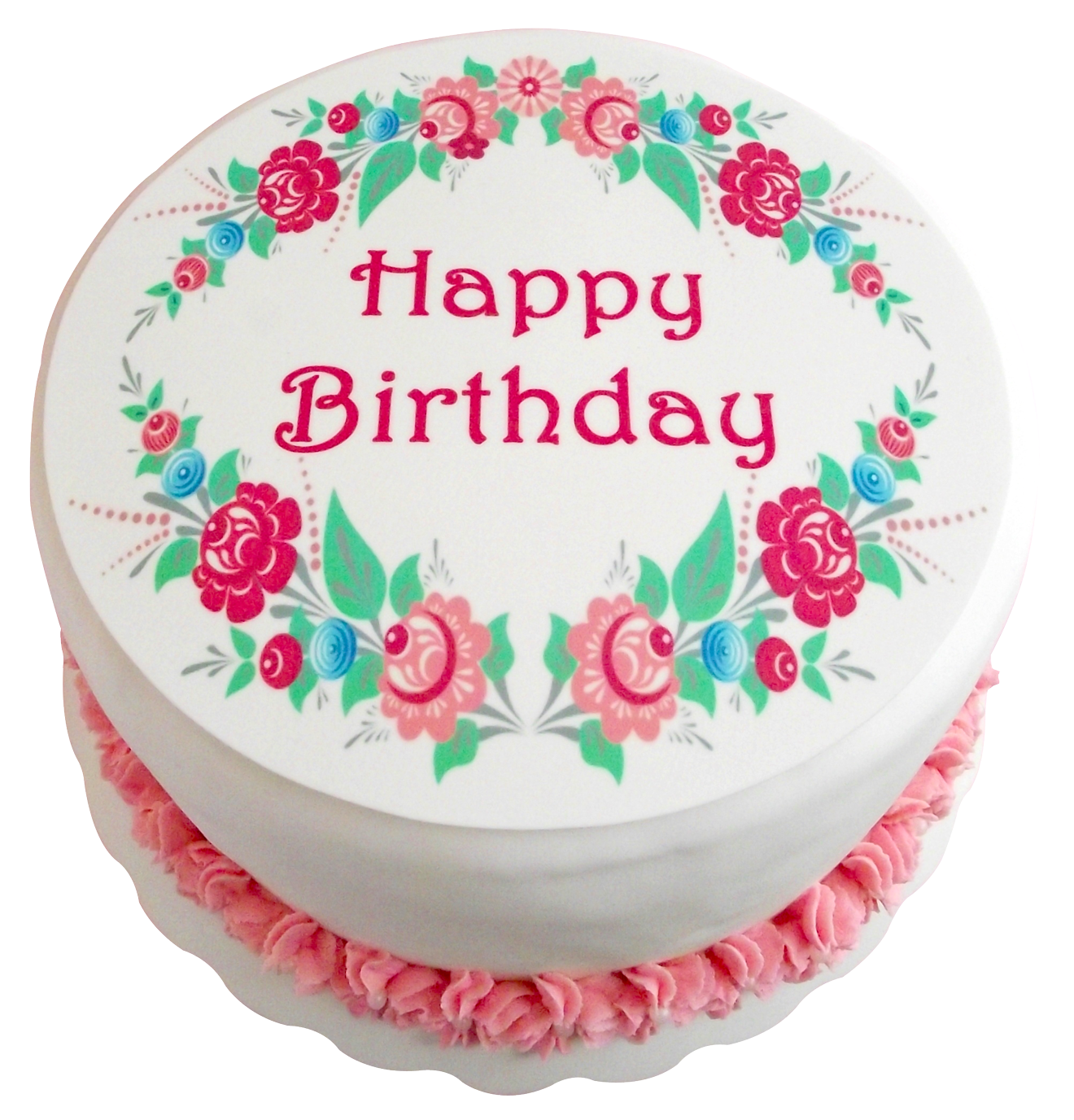 Floral Decorated Birthday Cake PNG