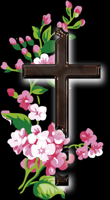 Floral Decorated Cross PNG