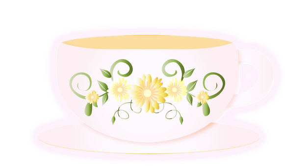 Floral Decorated Cupand Saucer PNG