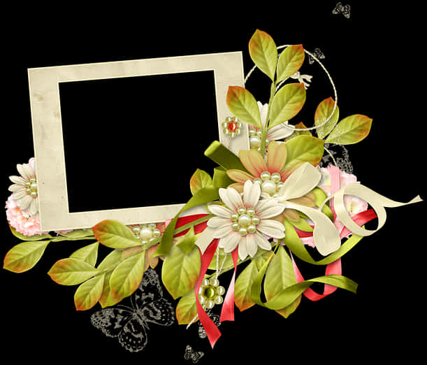 Floral Decorated Frame Design PNG