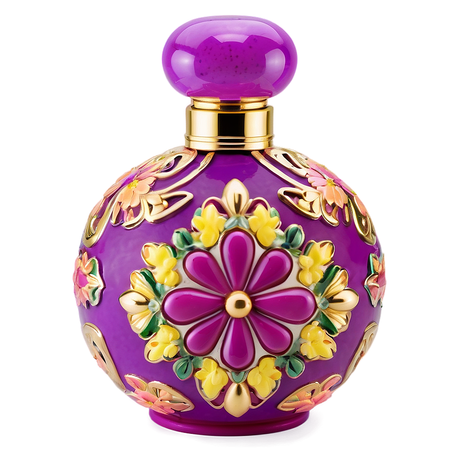 Floral Decorated Perfume Bottle Png 06212024 PNG