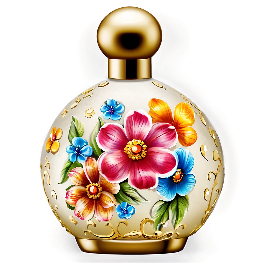 Floral Decorated Perfume Bottle Png Cwb71 PNG