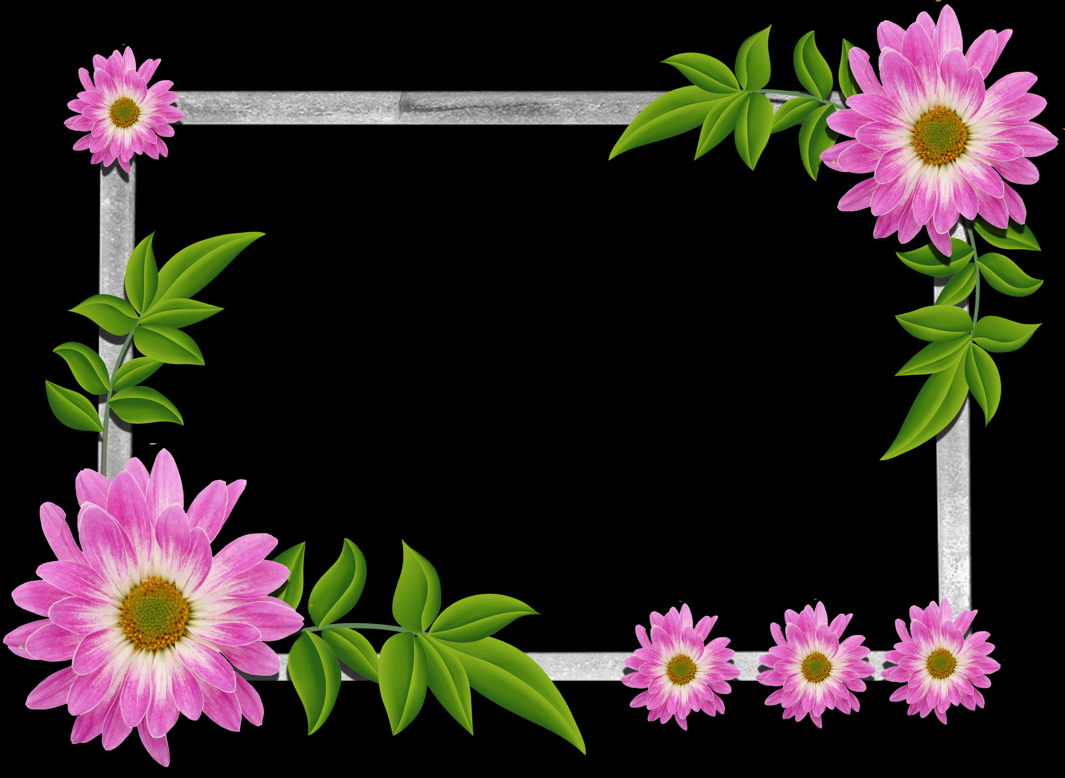 Floral Decorated Photo Frame SVG