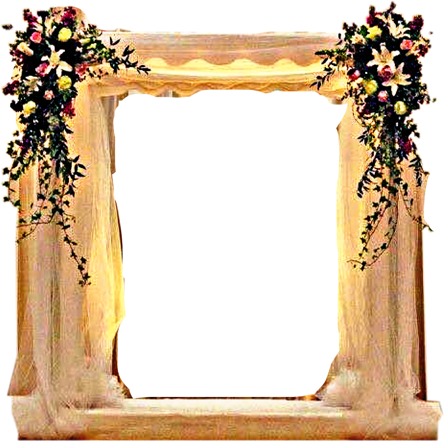 Floral Decorated Photobooth Frame PNG