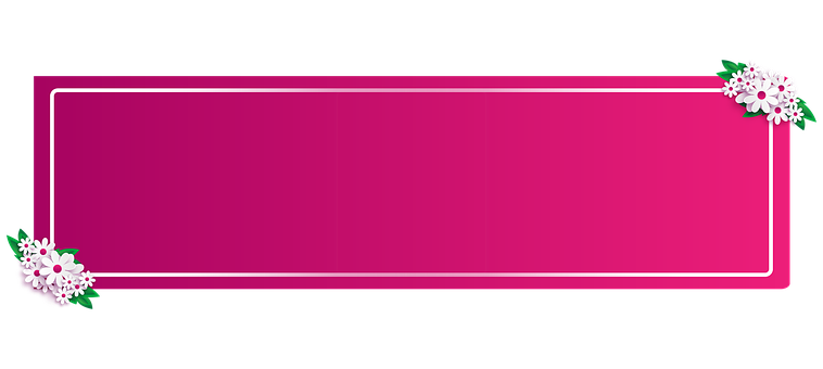 Floral Decorated Pink Banner PNG