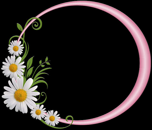 Floral Decorated Pink Round Frame PNG