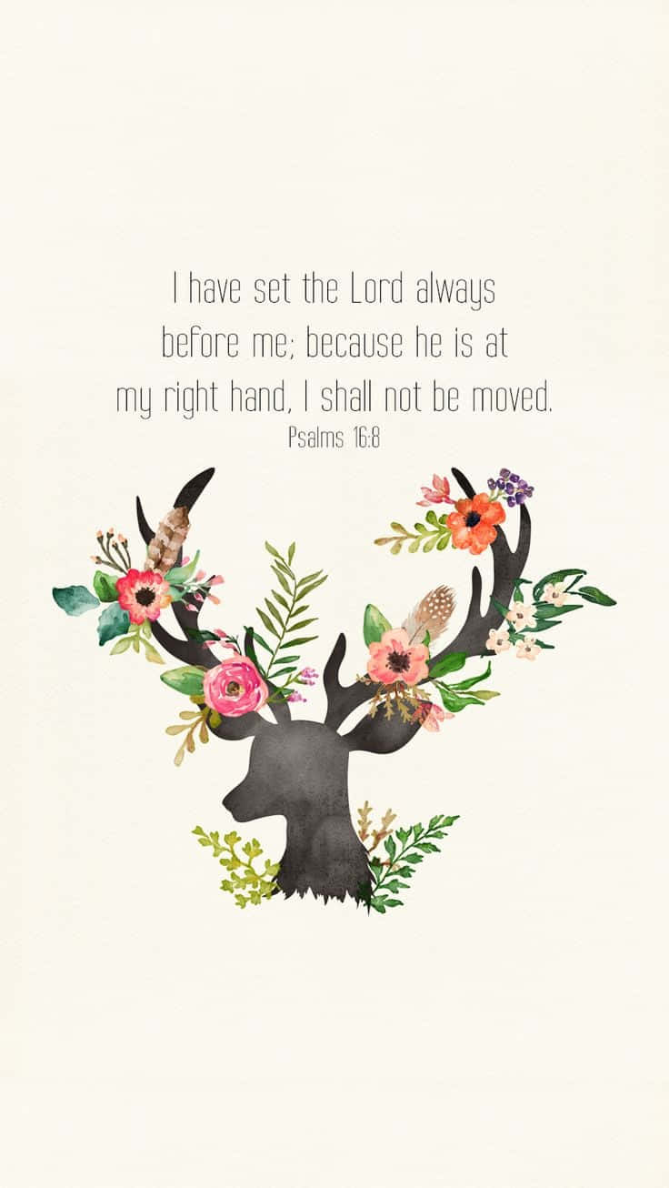 Floral Deer Psalms Quote Art Wallpaper