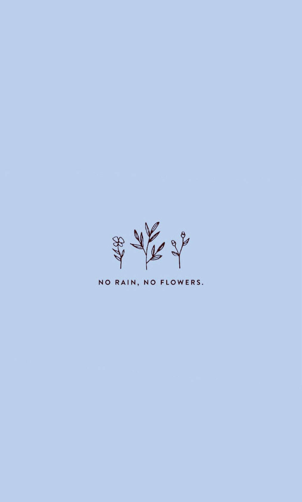 Floral Design On Blue Aesthetic Quote Iphone Wallpaper