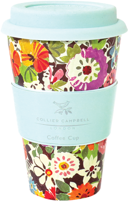Floral Design Reusable Coffee Cup PNG