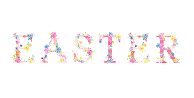 Floral Easter Text Design PNG
