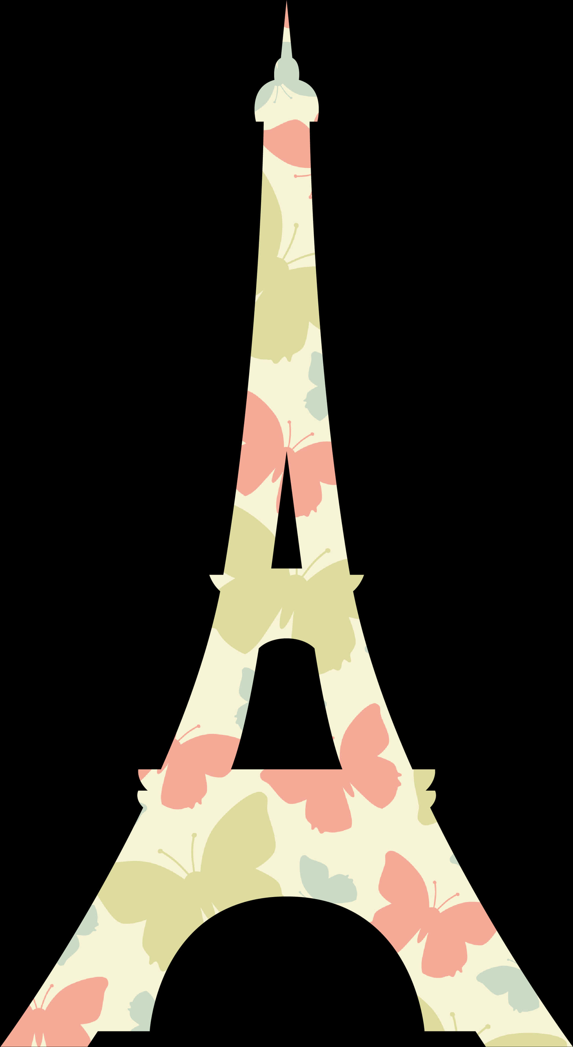 Floral Eiffel Tower Illustration PNG