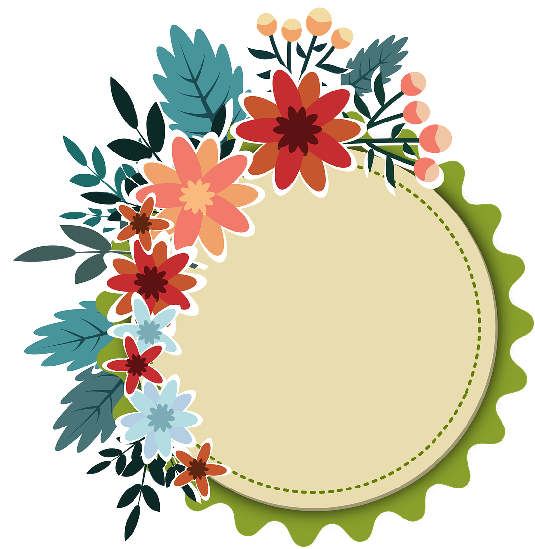 Floral Embellished Circle Frame PNG