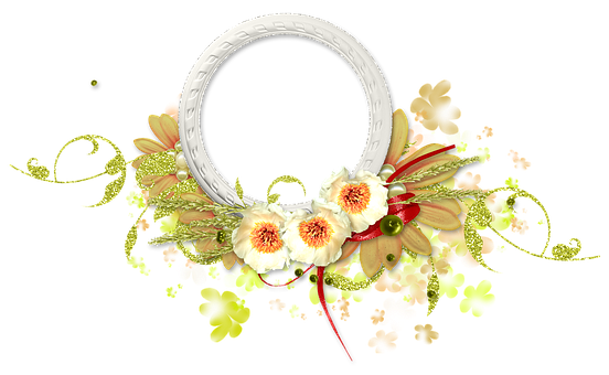 Floral Embellished Circular Frame PNG