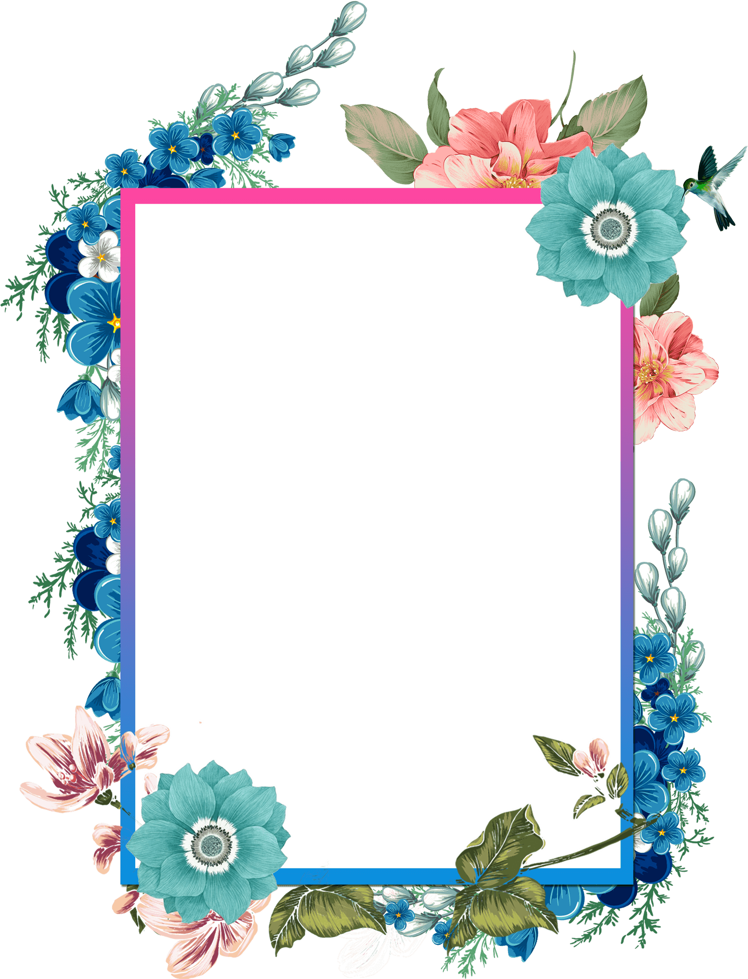 Floral Embellished Frame Template PNG