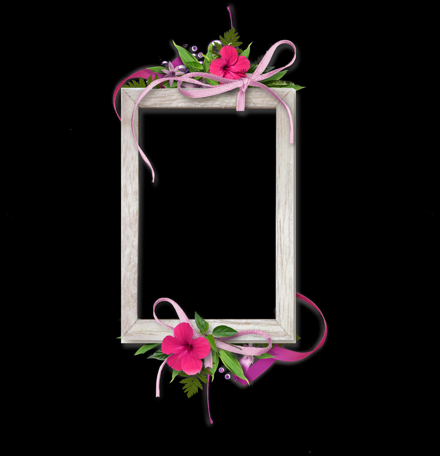Floral Embellished Photo Frame PNG