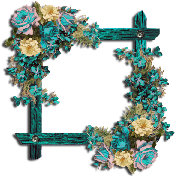 Floral Embellished Wooden Frame PNG