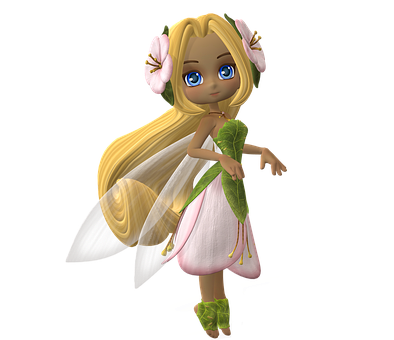 Floral Fairy Cartoon Character PNG