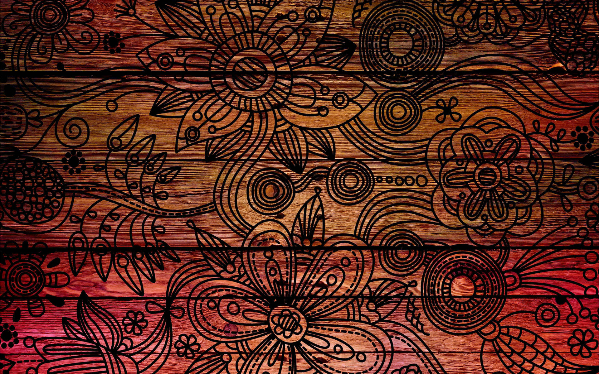 Floralesblühendes Holzmuster Wallpaper