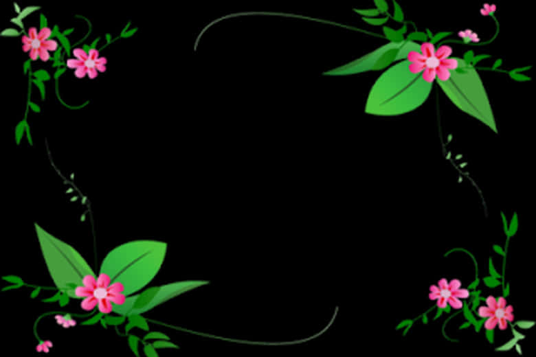 Floral Frame Black Background PNG