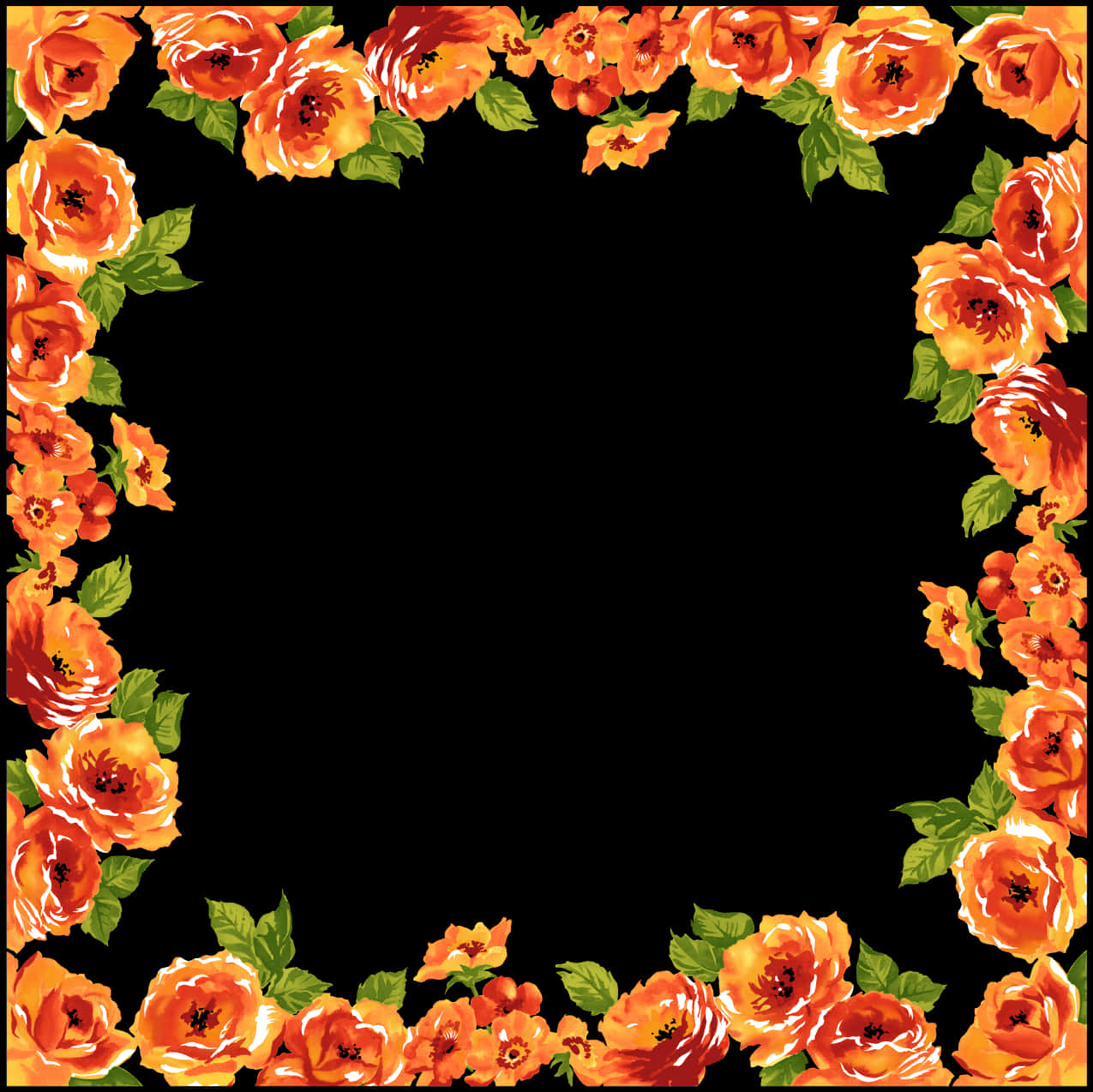 Download Floral Frame Black Background | Wallpapers.com