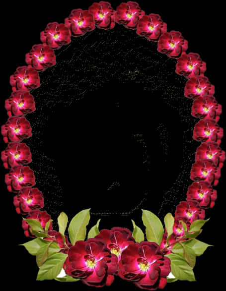 Floral Frame Black Background PNG