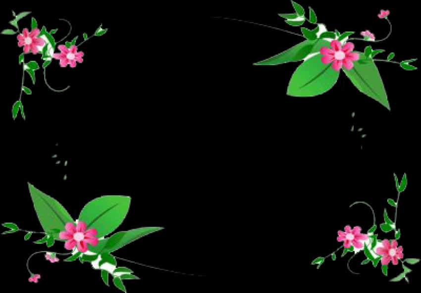 Floral Frame Corner Design PNG