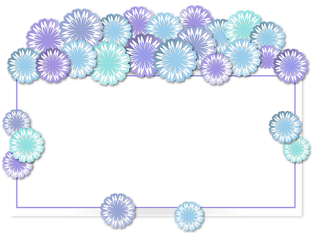 Floral Frame Design Purple Blue PNG