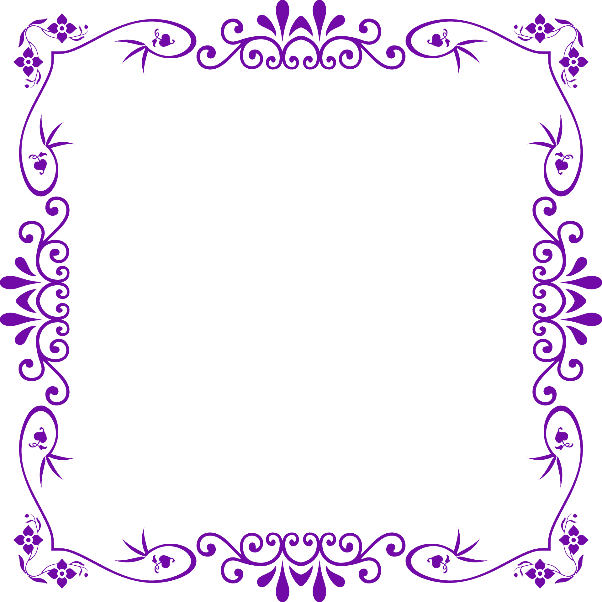 Floral Frame Design Purpleand Blue PNG