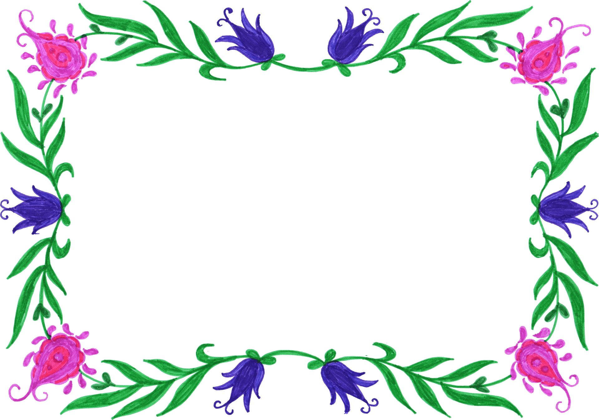 Floral Frame Design Purpleand Pink PNG