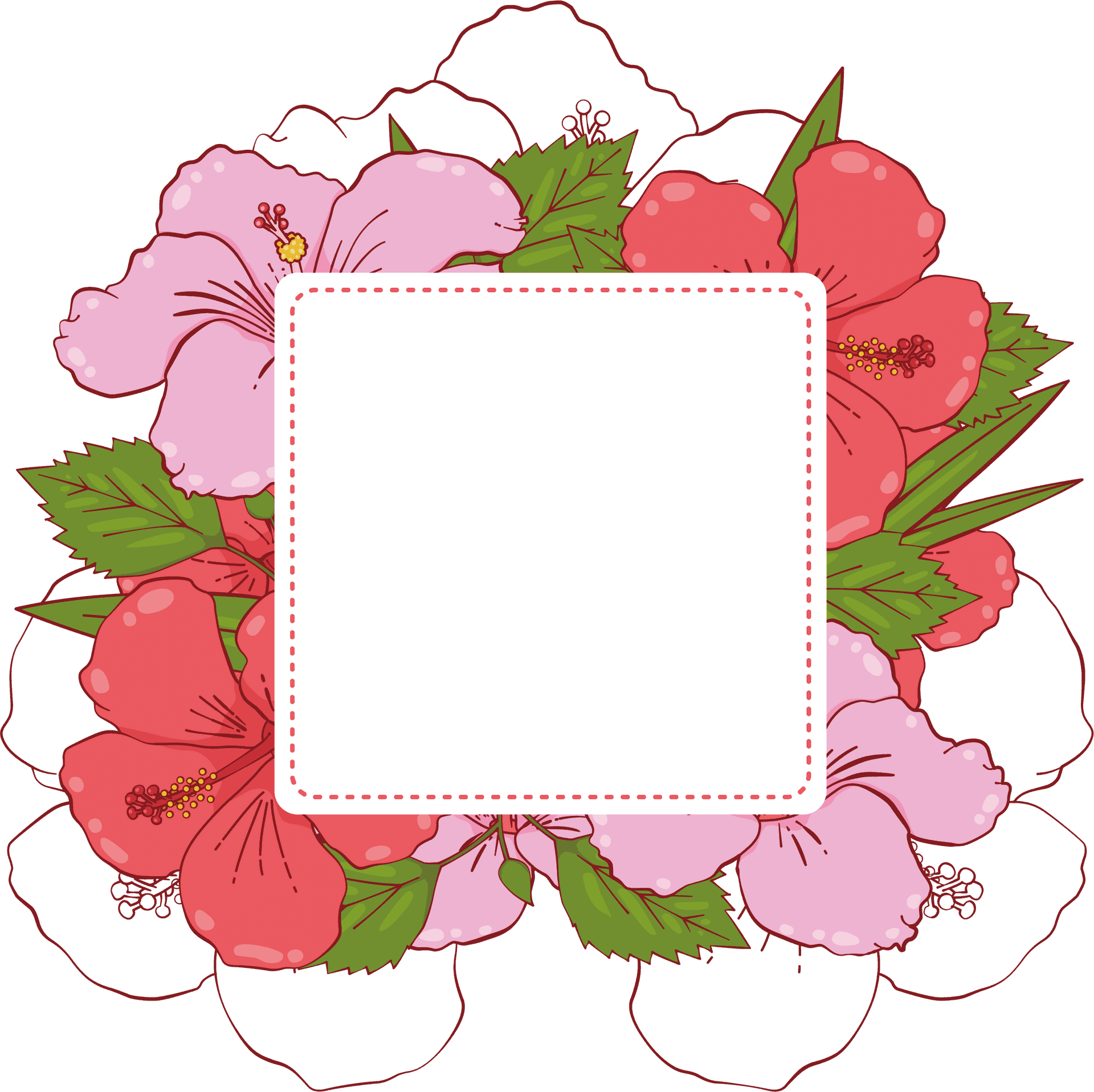 Floral Frame Text Box Design PNG