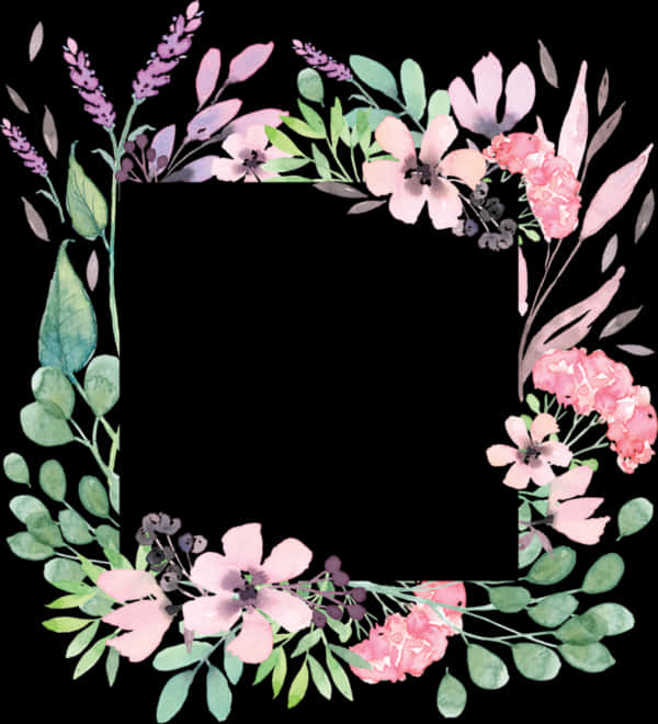 Floral Frame Watercolor Design PNG