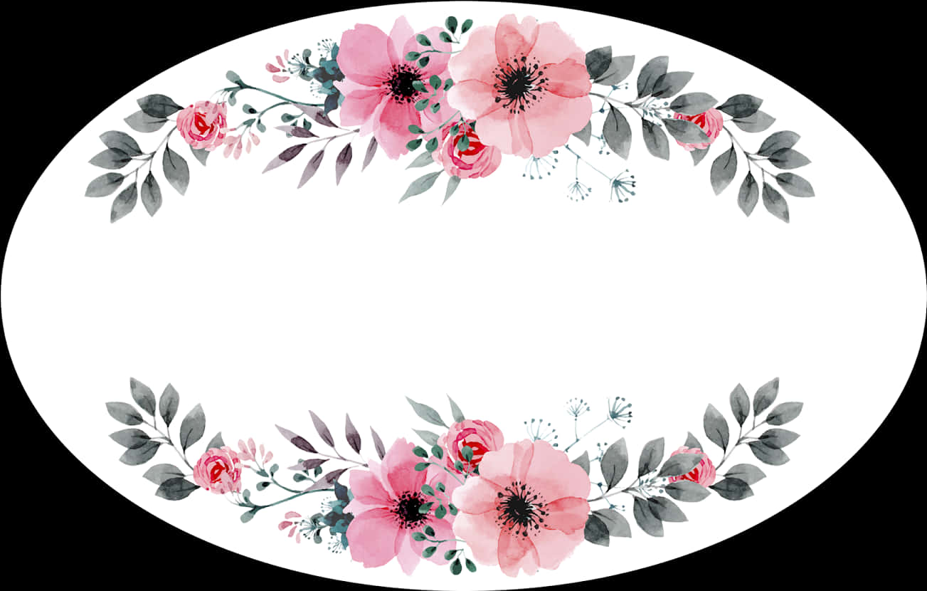Floral Frame Watercolor Design PNG