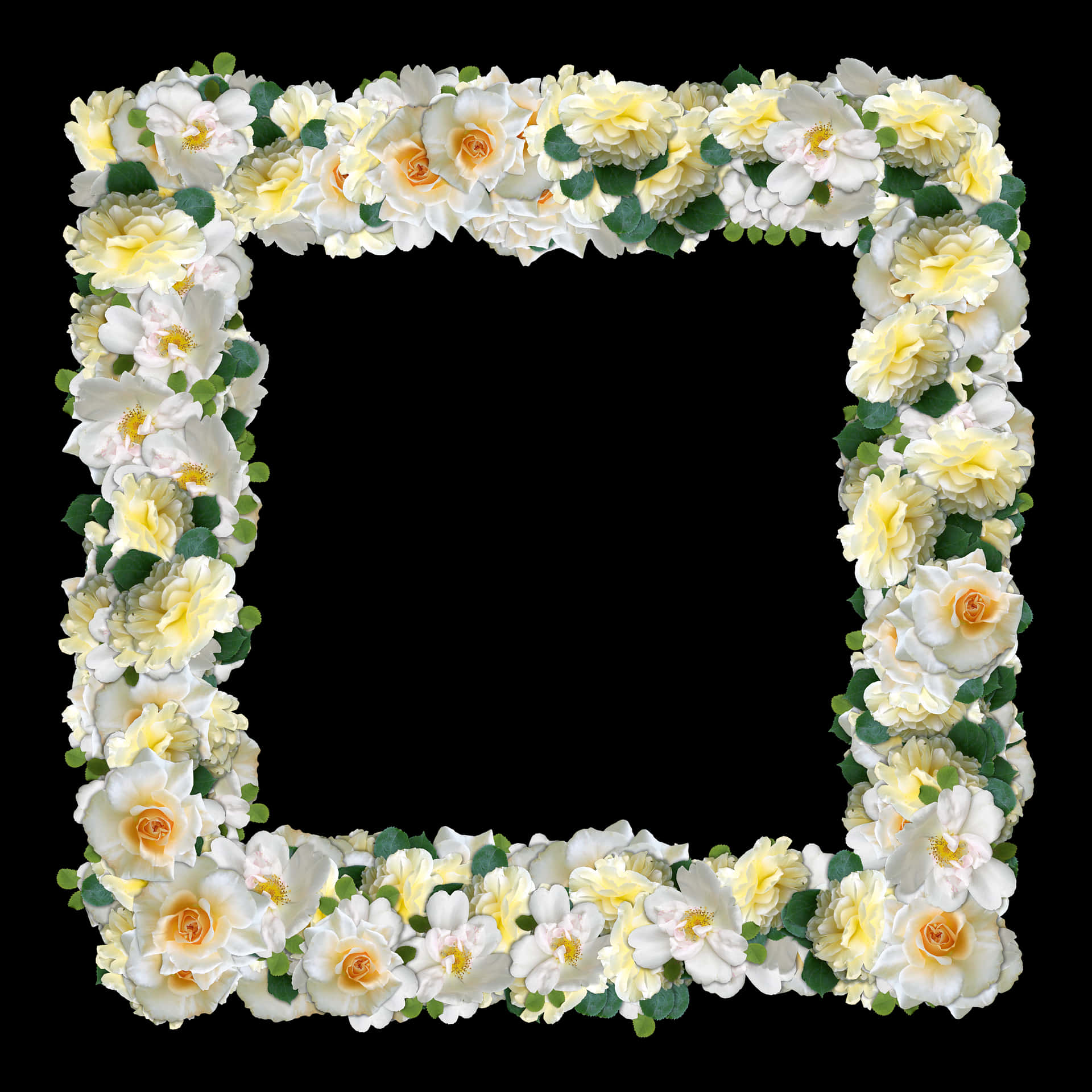Floral_ Frame_with_ Yellow_ Roses PNG