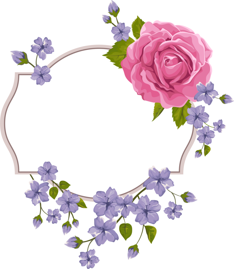 Floral Framewith Lavenderand Rose PNG