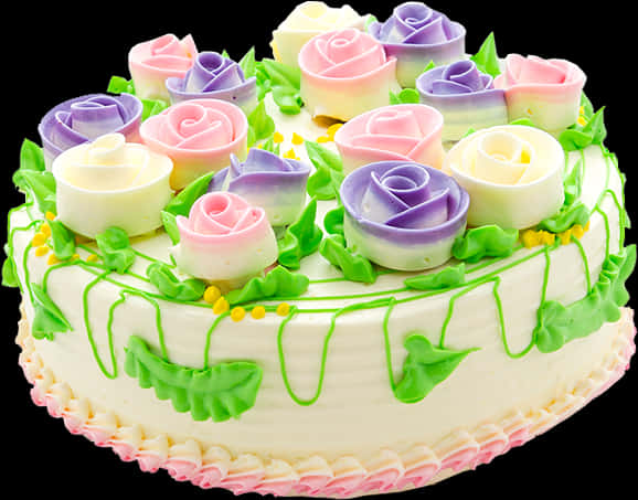 Floral Frosting Celebration Cake PNG