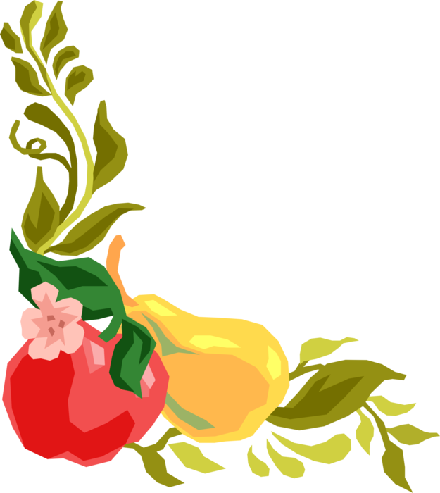 Floral Fruit Corner Design Vector PNG