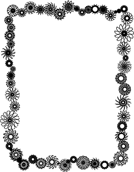 Floral Geometric Black Border Design PNG