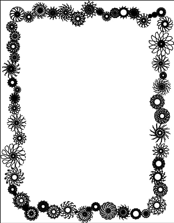 Floral Geometric Black White Border PNG