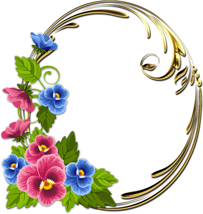 Floral Golden Crescent Design PNG