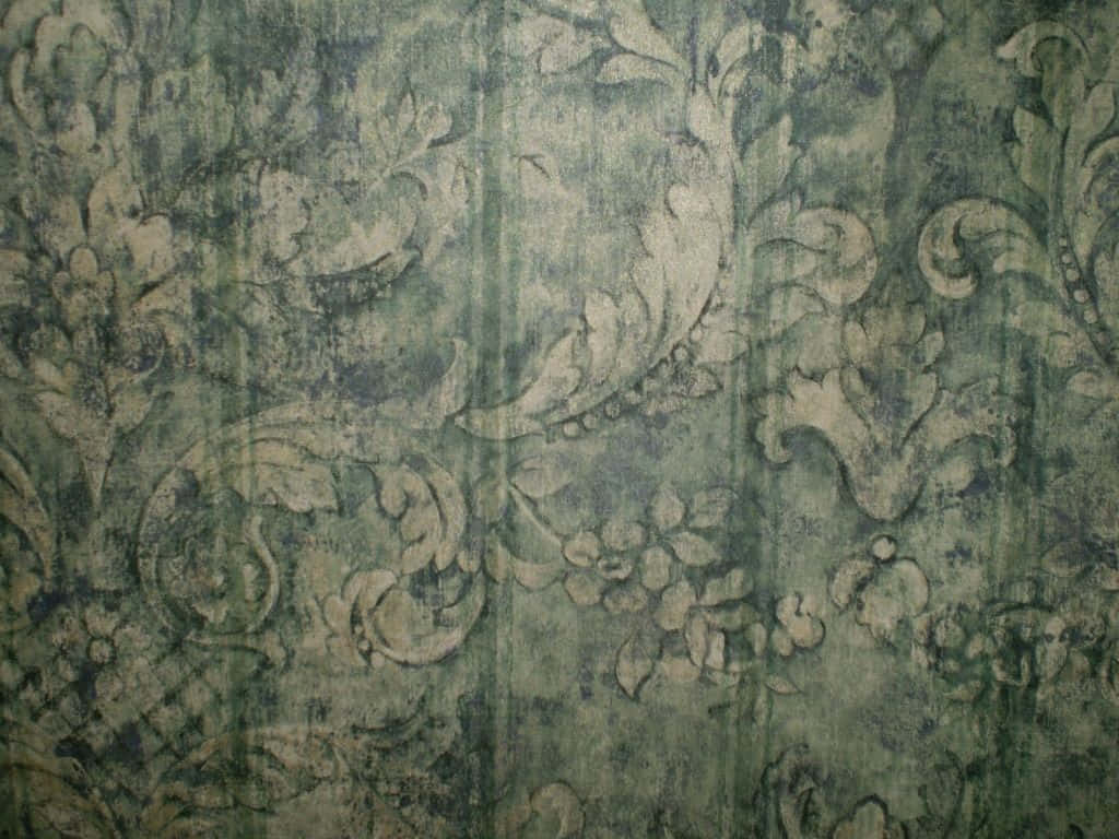 Floral Green Distraught Wallpaper