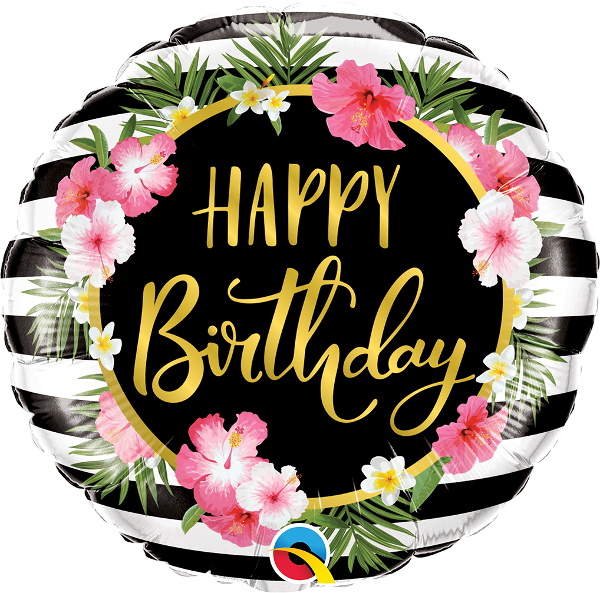 Floral Happy Birthday Balloon PNG