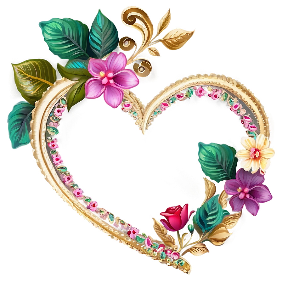 Floral Heart Clipart Decoration Png 49 PNG
