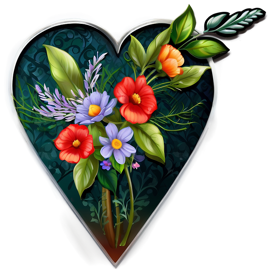 Floral Heart Clipart Png 06132024 PNG