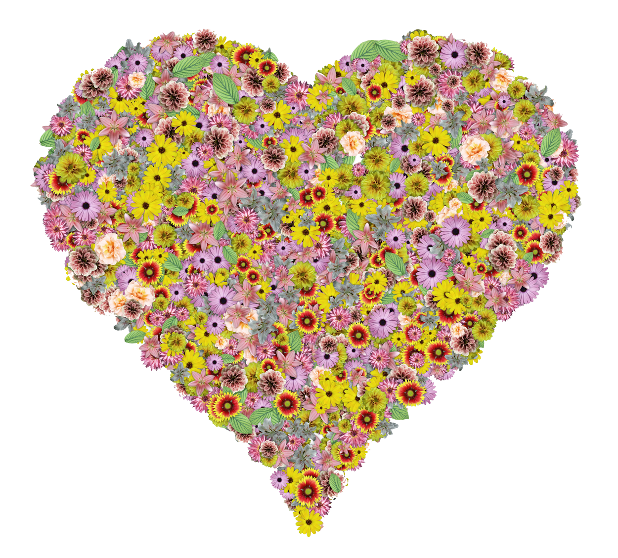 Floral Heart Composition PNG