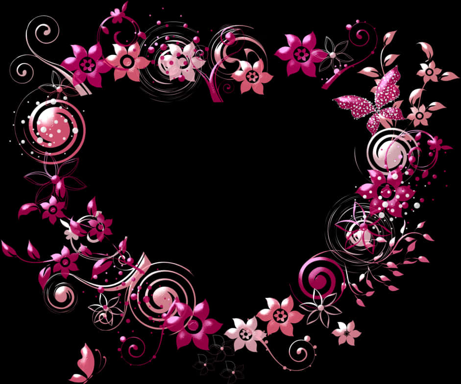 Floral Heart Design Graphic PNG