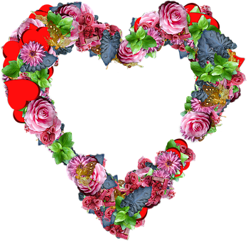 Floral Heart Design PNG