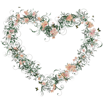 Floral Heart Designon Black Background PNG