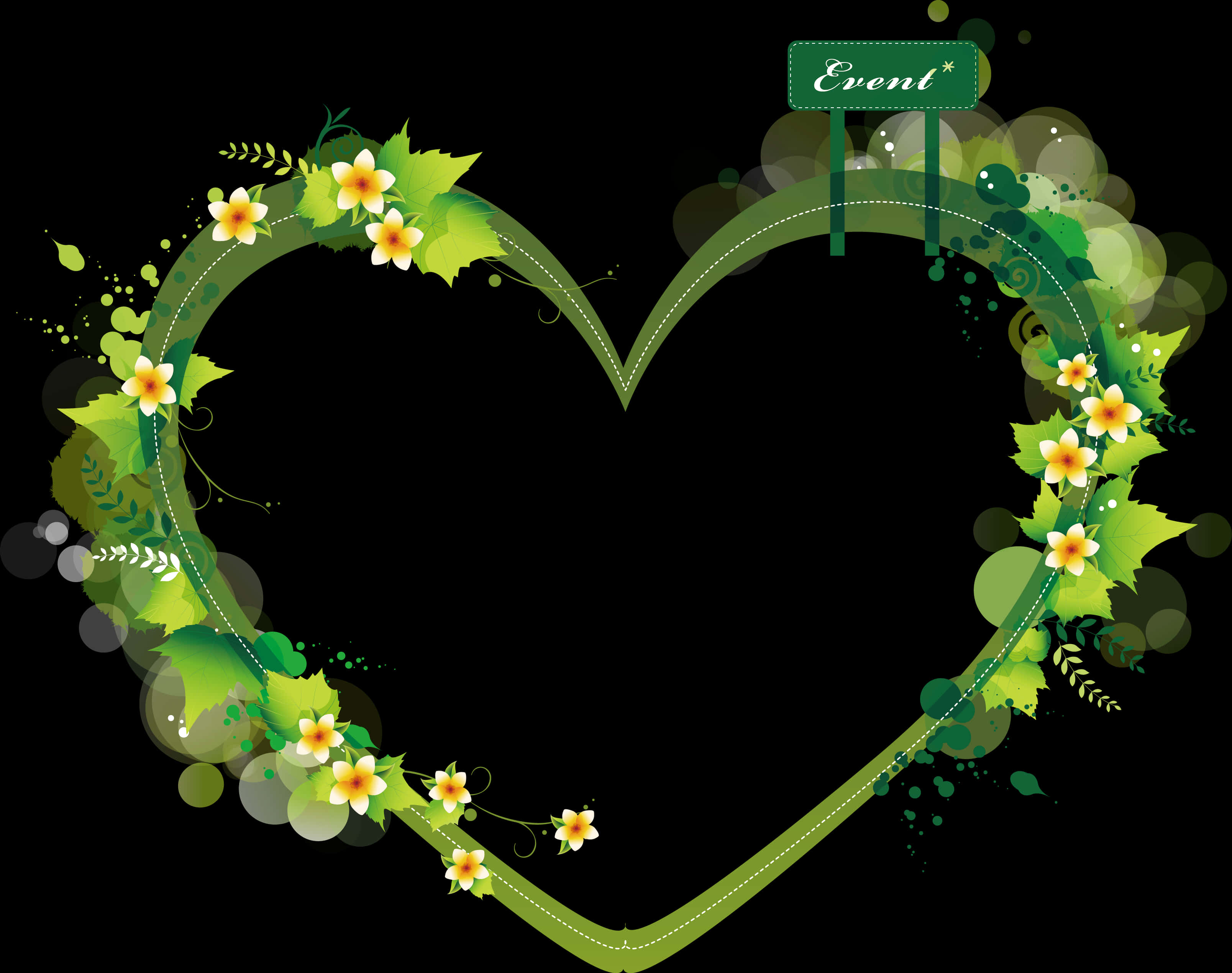 Floral Heart Event Invitation Background PNG