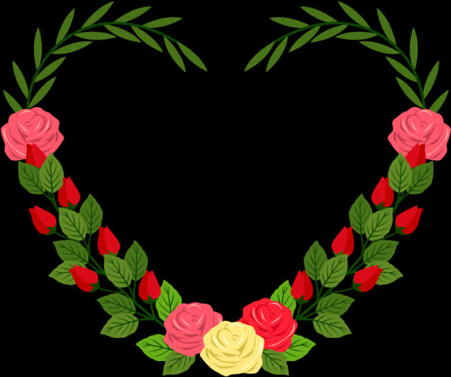 Floral Heart Frame Design PNG